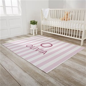Delicate Stripes Baby Girl Personalized Nursery Area Rug - 4x5 - 32274-M