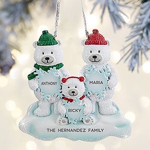 Polar Bear Family Personalized Ornament - 3 Names - 32276-3