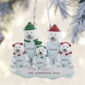 Polar Bear Family Personalized Ornament - 5 Names - 32276-5
