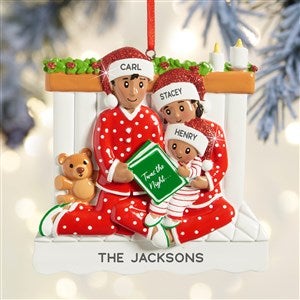 Story Time Personalized Family Ornament - 3 Names Dark Skin Tone - 32292-3D