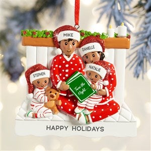 Story Time Personalized Family Ornament - 4 Names Dark Skin Tone - 32292-4D