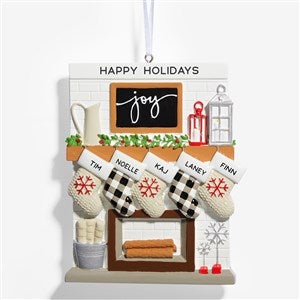 Fireplace Stockings Personalized Family Ornament - 5 Name - 32293-5