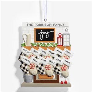 Fireplace Stockings Personalized Family Ornament - 12 Names - 32293-12
