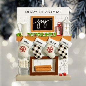 Fireplace Stockings Personalized Family Ornament - 4 Names - 32293-4