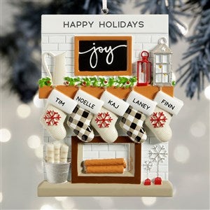Fireplace Stockings Personalized Family Ornament - 5 Name - 32293-5