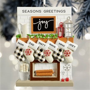 Fireplace Stockings Personalized Family Ornament- 6 Name - 32293-6