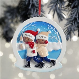 Ice Skating Personalized Couples Ornament - Dark Skin Tone - 32301-D