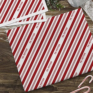 Candy Cane Lane Personalized Wrapping Paper Sheets - Set of 3 - 32312-S