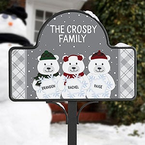 Polar Bear Family Personalized Magnetic Garden Sign - 32314