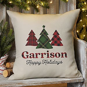 Plaid & Print Personalized Outdoor Throw Pillow - 16x16 - 32323
