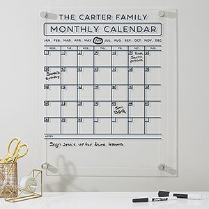 Personalized Clear Acrylic Monthly Wall Calendar - Vertical - 32332-V