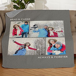 Picture Perfect Personalized 50x60 Quilted Photo Blanket - 4 Photo - 32356-4