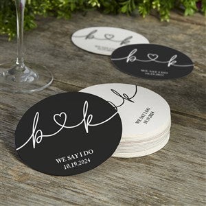 Drawn Together By Love Personalized Paper Coasters - 32366