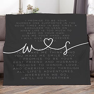 Drawn Together By Love Personalized Wedding Vows 60x80 Plush Fleece Blanket - 32372-L