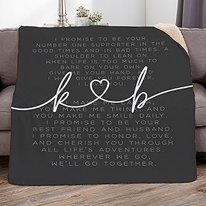 Drawn Together By Love Personalized Wedding Vows 50x60 Sherpa Blanket - 32372-S