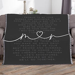 Drawn Together By Love Personalized Wedding Vows 56x60 Woven Throw - 32372-A