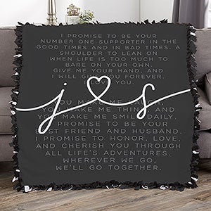 Drawn Together By Love Personalized Wedding Vows 50x60 Tie Blanket - 32372-T