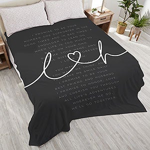 Drawn Together By Love Personalized Wedding Vows 108x90 King Fleece Blanket - 32372-K