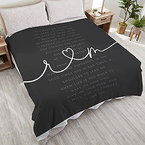 Drawn Together By Love Personalized Wedding Vows 90x90 Queen Fleece Blanket - 32372-QU