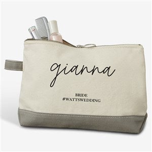 Drawn Together By Love Personalized Grey Makeup Bag - 32373-G