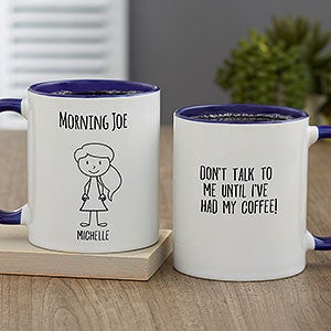 Stick Characters For Her Personalized Coffee Mug 11oz.- Blue - 32387-BL