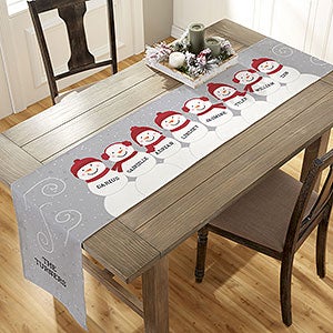 Snowman Family Personalized Christmas Table Runner - 16x96 - 32392