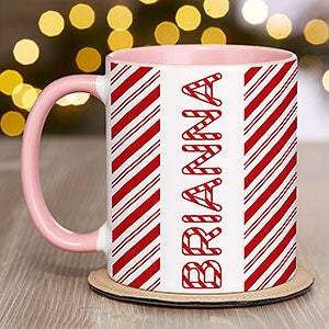 Candy Cane Lane Personalized Christmas Hot Cocoa Mug 11oz Pink - 32393-P