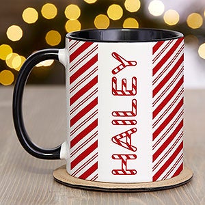 Candy Cane Lane Personalized Christmas Hot Cocoa Mug 11oz Black - 32393-B