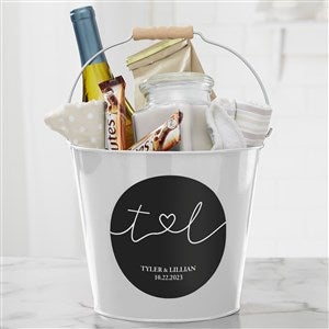 Drawn Together By Love Personalized Large Metal Bucket- White - 32398-L