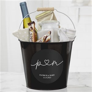 Drawn Together By Love Personalized Large Metal Bucket- Black - 32398-BL
