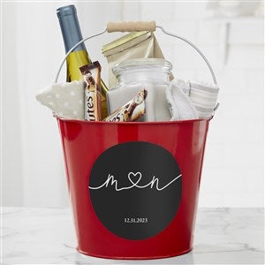 Drawn Together By Love Personalized Large Metal Bucket- Red - 32398-RL