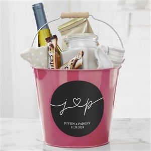 Drawn Together By Love Personalized Large Metal Bucket Pink - 32398-PL