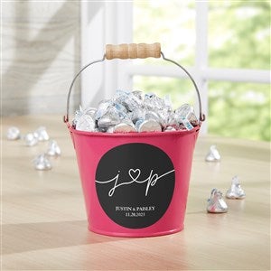 Drawn Together By Love Personalized Mini Metal Bucket-Pink - 32398-P