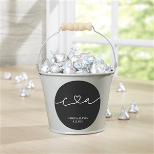 Drawn Together By Love Personalized Mini Metal Bucket Silver - 32398-S