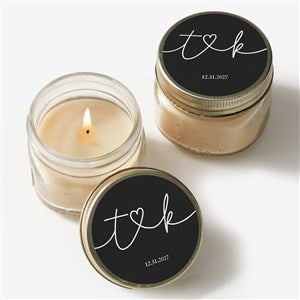 Drawn Together By Love Personalized Wedding Mason Jar Candle Favors - 32399