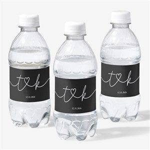 Drawn Together By Love Personalized Wedding Water Bottle Labels - 32409
