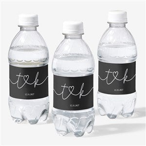 Drawn Together By Love Personalized Wedding Water Bottle Labels - 32409