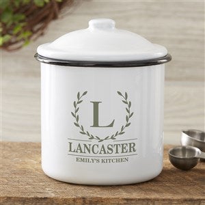 Laurel Wreath Personalized Enamel Jar - Small Canister - 32427-S
