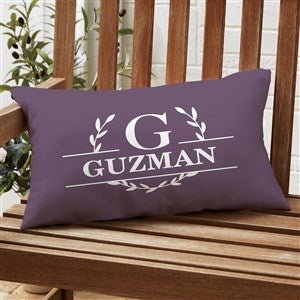 Laurel Wreath Personalized Lumbar Outdoor Throw Pillow - 12” x 22” - 32429-LB