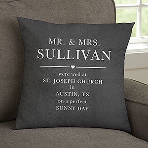 Moody Chic Personalized Wedding 14x14 Throw Pillow - 32431-S