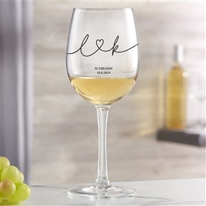 Drawn Together By Love Personalized 12oz White Wine Glass - 32434-W