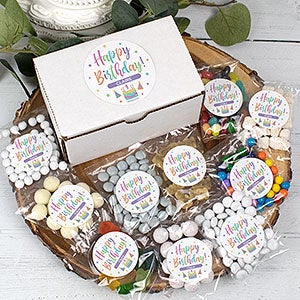 Pastel Birthday Celebration Personalized Care Package Candy Gift Box - 32441D