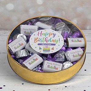 Pastel Birthday Celebration Personalized Large Hersheys & Reeses Mix Tin - 32442D-L