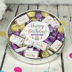 Pastel Birthday Celebration Personalized Large Hersheys & Reeses Mix Tin - 32442D-L