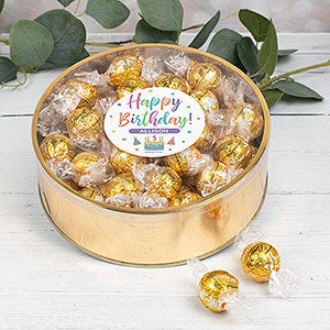 Pastel Birthday Personalized XL Lindt Gift Tin - White Chocolate - 32443D-XLW