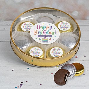 Pastel Birthday Tin with 8 Chocolate Covered Oreo Cookies - Gold - 32444D-LG