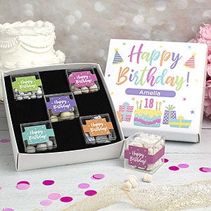 Pastel Birthday Celebration Personalized Premium Gift Box with Candy Favor Cubes - 32445D