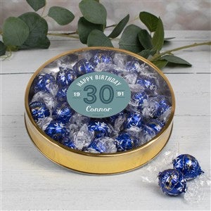 Modern Birthday For Him Personalized Large Gold Lindt Gift Tin - Dark Chocolate - 32456D-LD