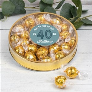 Modern Birthday For Him Personalized Large Gold Lindt Gift Tin - White Chocolate - 32456D-LW