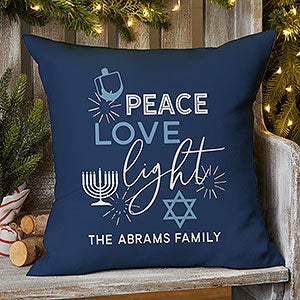 Hanukkah Personalized Outdoor Throw Pillow- 20”x20” - 32470-L